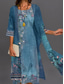 abordables Ensembles robes-Femme Robe Ensemble robe ceremonie Grande occasion Floral Imprimer robe longue Manches 3/4 Col Ras du Cou Soirée robe demoiselle d honneur Bleu Violet Vert Eté Standard