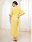 cheap Plain Dresses-Women&#039;s Wrap Dress Maxi Dress Bow Vacation Elegant Shirt Collar Half Sleeve Yellow Color