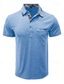 abordables polo classique-Homme Polos Tee Shirt Golf Travail Casual Revers Col polo côtelé Manche Courte basique Moderne Bloc de couleur Patchwork Boutons Printemps été Standard Bleu Ciel Gris foncé Noir Bleu Vert Kaki Polos