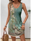 billige Boho-kjoler-Dame Mini Kjole Petite Kjole Sommerkjole Tank Kjole Sommerkjole Stilig Uformell Ferie Daglig Helligdag Løs Fit Blomstret Uten Ermer Crew Neck Blå Lilla Grønn Sommer