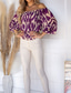 cheap Sexy Tops-Women&#039;s Shirt Blouse Casual Print Long Sleeve Regular Tops Off Shoulder Daily Purple Spring &amp; Summer