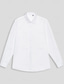 رخيصةأون قمصان فستان-رجالي قميص رسمي زر حتى القميص أبيض كم طويل لون الصلبة طوي ربيع &amp; الصيف زفاف مناسب للحفلات ملابس أزرار