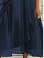 cheap Chiffon Dresses-Women's Midi Dress V-neck Lace Detail Short Sleeve Chiffon Flowy Blue Elegant Evening Party Wedding Guest Spring Summer Fall Versatile Sizes