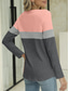 cheap Stripe&amp;Geometric tee-Women&#039;s T Shirt Casual Color Block Striped Print Long Sleeve Regular Tops Crew Neck Daily Pink Green Gray Spring &amp;  Fall