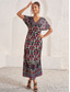 cheap Print Dresses-Women&#039;s Satin Shift Dress Ditsy Floral Print V Neck Maxi Dress Boho Vacation Short Sleeve Summer