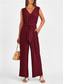 cheap Jumpsuits-Women&#039;s Normal Jumpsuit Elegant Solid Color Sleeveless V Neck Lace up Pocket Office Business Regular Fit Black Wine Army Green Summer