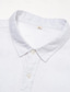 cheap Men&#039;s Casual Shirts-Men&#039;s Shirt Linen Shirt Casual Shirt Button Down Shirt White Short Sleeve Solid Color Turndown Outdoor Button Clothing Apparel Vacation Daily