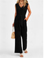 cheap Jumpsuits-Women&#039;s Normal Jumpsuit Elegant Solid Color Sleeveless V Neck Lace up Pocket Office Business Regular Fit Black Wine Army Green Summer