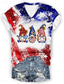cheap Independence Day Top-Women&#039;s Patriotic  T Shirt Casual Print Short Sleeve Regular Tops V Neck Daily Red / Blue Summer