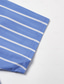 お買い得  メンズカジュアルシャツ-男性用 シャツ ホワイト ブルー 半袖 ストライプ 垂直ストリップ 折襟 アウトドア カジュアル ボタン 衣類 旅行度假风 日常