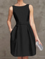 cheap Cocktail Dresses-A-Line Cocktail Dresses Party Dress Wedding Guest Graduation Short / Mini Sleeveless Boat Neck Pink Dress Satin V Back with Pleats Derby Dresses 2025
