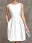 cheap Cocktail Dresses-A-Line Cocktail Dresses Party Dress Wedding Guest Graduation Short / Mini Sleeveless Boat Neck Pink Dress Satin V Back with Pleats Derby Dresses 2025