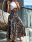 cheap Maxi Skirts-Women&#039;s A Line Maxi Skirts Print Gradient Vacation Summer Polyester Boho Black Pink Blue Orange