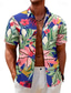 cheap Men&#039;s Plus Size Shirts-Men&#039;s Floral Graphic Prints Shirt Summer Hawaiian Shirt Short Sleeves Shirt Turndown Outdoor Street Black Yellow Red Navy Blue Royal Blue Print Clothing Apparel Fashion Designer Casual Soft