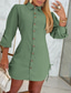cheap Shirt Dresses-Women&#039;s Shirt Dress Mini Dress Drawstring Sexy Lapel Long Sleeve Bishop Sleeve Black White Blue Color