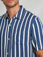 billiga fritidsskjortor för män-Herr Skjorta Knapp upp skjorta Casual skjorta Sommarskjorta Blå Ljusblå Kortärmad Rand Kavajslag Dagliga kläder Semester Kläder Mode Hawaiisk Ledigt Strandstil