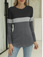 cheap Stripe&amp;Geometric tee-Women&#039;s T Shirt Casual Color Block Striped Print Long Sleeve Regular Tops Crew Neck Daily Pink Green Gray Spring &amp;  Fall