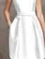 cheap Cocktail Dresses-A-Line Cocktail Dresses Party Dress Wedding Guest Graduation Short / Mini Sleeveless Boat Neck Pink Dress Satin V Back with Pleats Derby Dresses 2025