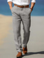 tanie Chinosy-Męskie Lniane spodnie Spodnie Letnie spodnie Spodnie plażowe Przednia kieszeń Prosta noga Równina Komfort Oddychający Formalny Biznes Święto Moda Podstawowy Czarny Biały