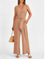 cheap Jumpsuits-Women&#039;s Normal Jumpsuit Elegant Solid Color Sleeveless V Neck Lace up Pocket Office Business Regular Fit Black Wine Army Green Summer