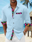 Χαμηλού Κόστους ανδρικά λινά πουκάμισα-Ανδρικά Πουκάμισο λινό πουκάμισο Πουκάμισο με κουμπιά Πουκάμισο παραλίας Μαύρο Λευκό Ανθισμένο Ροζ Μακρυμάνικο Φλοράλ Πέτο Άνοιξη &amp; Χειμώνας Causal Καθημερινά Ρούχα Συνδέω