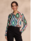 cheap Shirts,Tops &amp; Blouses-Satin Geometric Print Casual Shirt