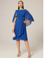 cheap Formal Dresses-Women&#039;s Plus Size Wedding Guest Cocktail Dress Set Chiffon Ruffle Boat Neck Sleeveless Midi Dress Party Elegant Royal Blue Summer