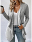 voordelige Dames eenvoudige tops-Dames Vest jas Casual Effen Kleur Geribd Open voorzijde Gebreid Asymetrische zoom Lange mouw Normale tops breien Dagelijks Groen Khaki Lente Herfst
