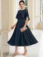 economico Lunghezza alla caviglia-Linea ad A Lunghezza Tè Vestito da Festa Abito da Cocktail Abito da invitata a nozze Abito da cerimonia per signora Mezza Manica Collo gioiello Elegante Formale Ricevimento di matrimonio Chiffon con