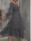 abordables Robes fleuries élégantes-robe de soirée femme florale à volants col en V robe longue maxi robe élégante élégante quotidienne à manches longues automne
