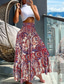 cheap Maxi Skirts-Women&#039;s A Line Maxi Skirts Print Gradient Vacation Summer Polyester Boho Black Pink Blue Orange