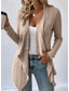 voordelige Dames eenvoudige tops-Dames Vest jas Casual Effen Kleur Geribd Open voorzijde Gebreid Asymetrische zoom Lange mouw Normale tops breien Dagelijks Groen Khaki Lente Herfst