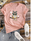 cheap Animals tee-Women&#039;s T shirt Tee 100% Cotton Owl Daily Casual Short Sleeve Black Summer