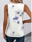 economico Top e canotte da donna-Top in camisole da donna casual floreale stampa farfalla senza maniche regolari scollatura a V quotidiano bianco estate