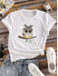 cheap Animals tee-Women&#039;s T shirt Tee 100% Cotton Owl Daily Casual Short Sleeve Black Summer