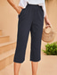 abordables Pantalon droit-Femmes Shorts Capri Pantalon capri Décontracté Quotidien Longueur mollet Uni Poches Latérales Respirabilité Confortable Non Elastique Week-end Noir bleu marine Kaki Gris Été Coupe régulière