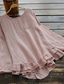 cheap Shirts-Women&#039;s Plus Size Linen-Inspired Shirts Blouse Solid Color Casual Long Sleeve Crew Neck Regular Tops Daily Buttons Pink All Seasons