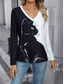 cheap Women&#039;s T-shirts-Women&#039;s T shirt Tee Cat Daily Fashion Long Sleeve White / Black Spring &amp; Fall