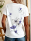 olcso Virágos póló-Női Póló Nyomtatott Virágos Pillangó Stílusos Alkalmi Rövid ujjú Terített nyak Normál felsők Napi Fehér Nyár