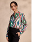 cheap Shirts,Tops &amp; Blouses-Satin Geometric Print Casual Shirt