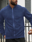 cheap Faux Suede Jackets-Men's Lightweight Jacket Bomber Jacket Faux Suede Jacket Bomber Leather Jacket Daily Vacation Pocket Fall &amp; Winter Plain Fashion Classic Stand Collar Regular Black Navy Blue Royal Blue Khaki Army