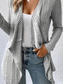 voordelige Dames eenvoudige tops-Dames Vest jas Casual Effen Kleur Geribd Open voorzijde Gebreid Asymetrische zoom Lange mouw Normale tops breien Dagelijks Groen Khaki Lente Herfst
