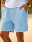 cheap Men&#039;s Shorts-Men&#039;s Shorts Summer Shorts Beach Shorts Pocket Drawstring Elastic Waist Plain Comfort Breathable Outdoor Daily Going out 100% Cotton Fashion Casual White Sky Blue