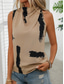 cheap Tank Tops &amp; Camis-Women&#039;s Camisole Tank Top Casual Print Sleeveless Regular Tops High Neck Vacation Daily Khaki Summer