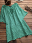 voordelige Overhemden-Dames Overhemd Linnen-geïnspireerde overhemden Blouse Effen Modieus Ronde hals Straat Dagelijks Veters Kant Wit Geel Blozend Roze Groen Zomer