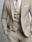 cheap Suits-Khaki Men&#039;s Wedding Suits Solid Colored 3 Piece Daily Business Plus Size Single Breasted Two-buttons 2024