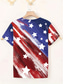 cheap Independence Day Top-Women&#039;s Patriotic  T Shirt Casual Print Short Sleeve Regular Tops V Neck Daily Red / Blue Summer