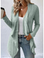 voordelige Dames eenvoudige tops-Dames Vest jas Casual Effen Kleur Geribd Open voorzijde Gebreid Asymetrische zoom Lange mouw Normale tops breien Dagelijks Groen Khaki Lente Herfst