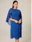 cheap Formal Dresses-Women&#039;s Plus Size Wedding Guest Cocktail Dress Set Chiffon Ruffle Boat Neck Sleeveless Midi Dress Party Elegant Royal Blue Summer