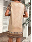 economico Abiti Boho-Abito Mini Donna Abito Petite Abito T Shirt Abito Tee Abito Estivo Abito A-Line Abito Casual Vacanza Compleanno Casual Vestibilità Larga Geometrica Maniche Corte Collo A V Khaki Estate